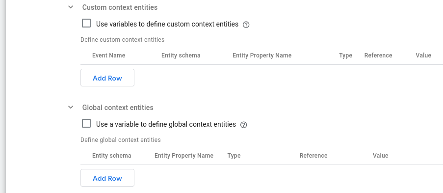 context entities settings