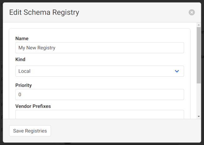 An image of the form used for configuring a custom Iglu Registry in the Snowplow Inspector extension.