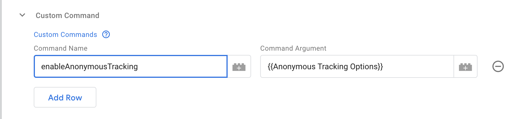 enableAnonymousTracking Custom Command argument