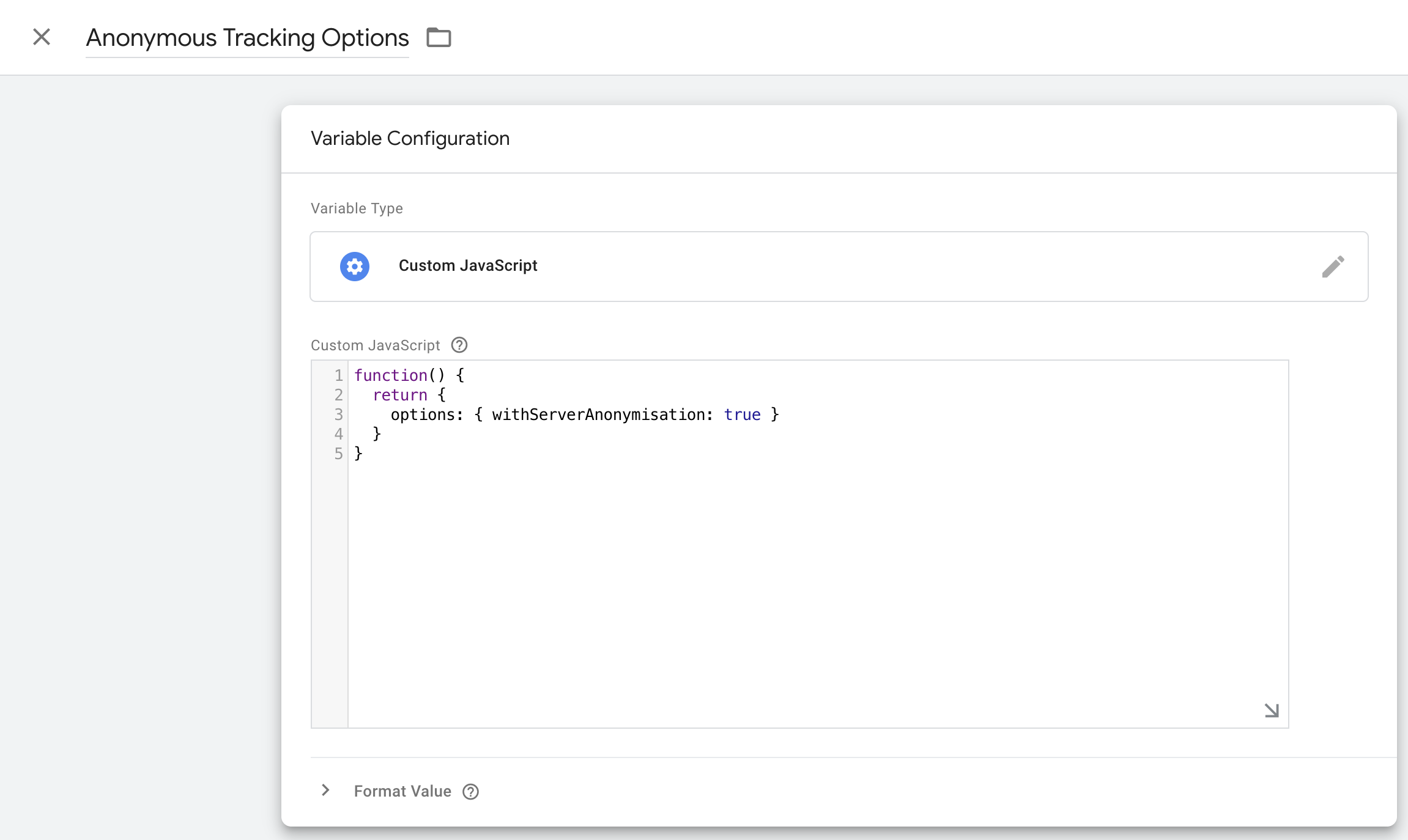 enableAnonymousTracking Custom JavaScript variable