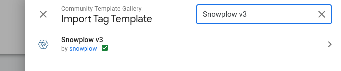 search Snowplow v3 in GTM gallery